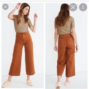 Madewell Emmett wide leg crop pants in warm coffee